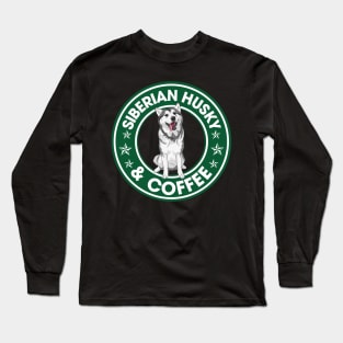 Siberian Husky And Coffee Long Sleeve T-Shirt